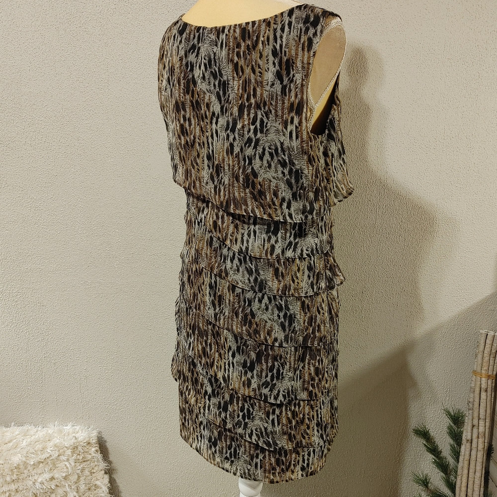 Connected Apparel Sleeveless animal print dress with ruffle details sz10 - Picture 3 of 6